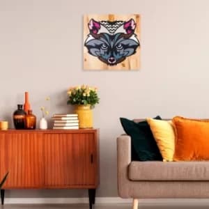 Fox Multicolor Decorative Wooden Wall Accessory