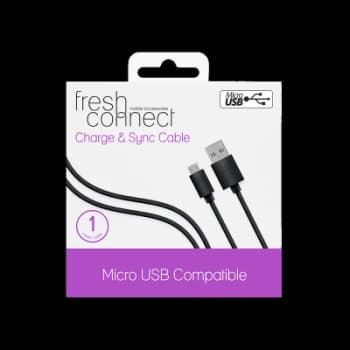 FRESH CONNECT 1M MICRO USB CABLE - BLACK for Phones