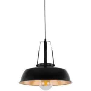 Netlighting Modern Hanging Pendant Black 1 Light with Black, Gold Shade, E27