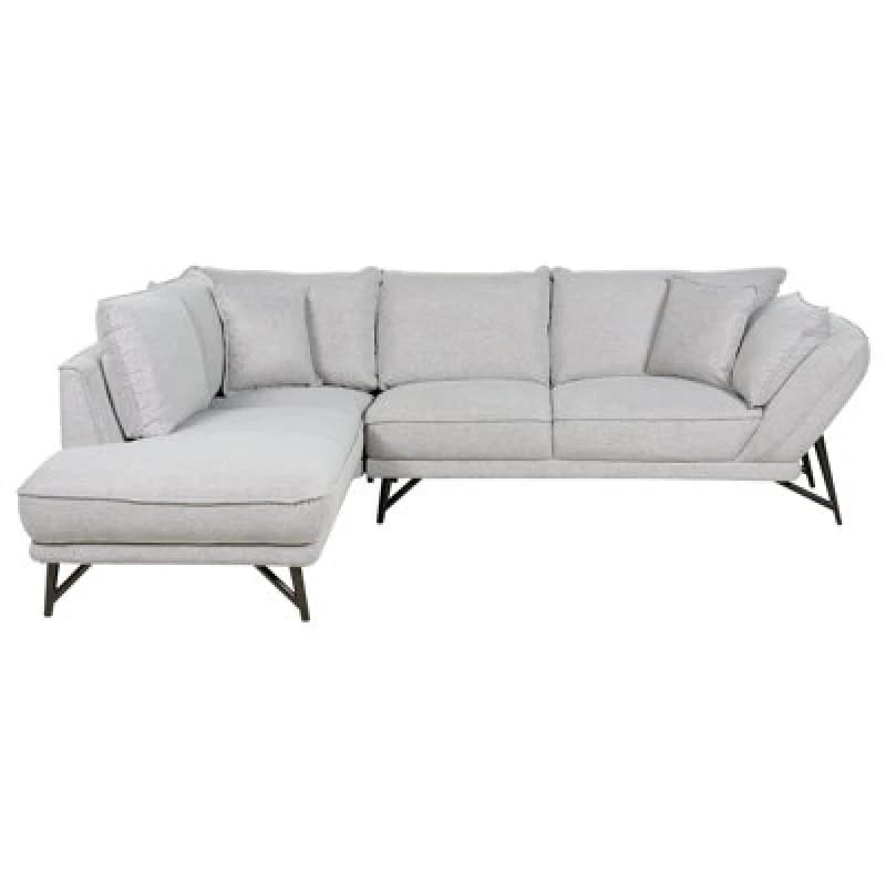 Beliani Corner Sofa 3 Seater Elga Linen Light Grey Right Hand