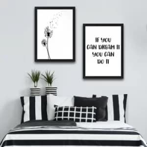 Dandelion Set Multicolor Decorative Framed Painting (2 Pieces)
