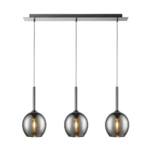 Monic Bar Pendant Ceiling Light, Chrome, 3x E14