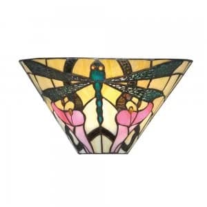 1 Light Indoor Wall Uplighter Dark Bronze with Tiffany Glass, E14