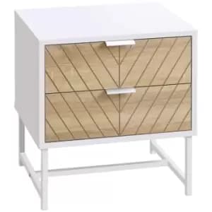 Homcom 2 Drawer Bedside Table White And Oak Effect