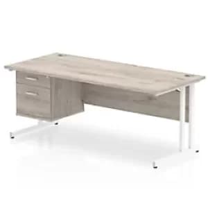 Trexus Rectangular Desk White Cantilever Leg 1800x800mm Fixed Ped 2