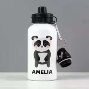 Personalised Panda Metal Drinks Bottle Black
