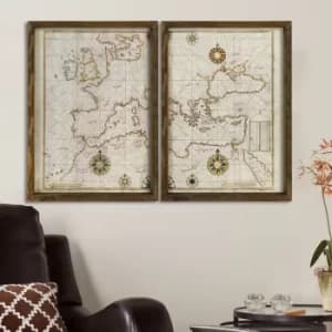 Map083 Multicolor Decorative Framed MDF Painting