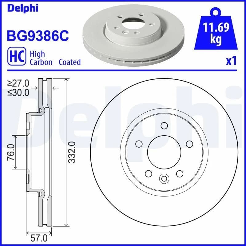 DELPHI Brake disc DELPHI BG9386C