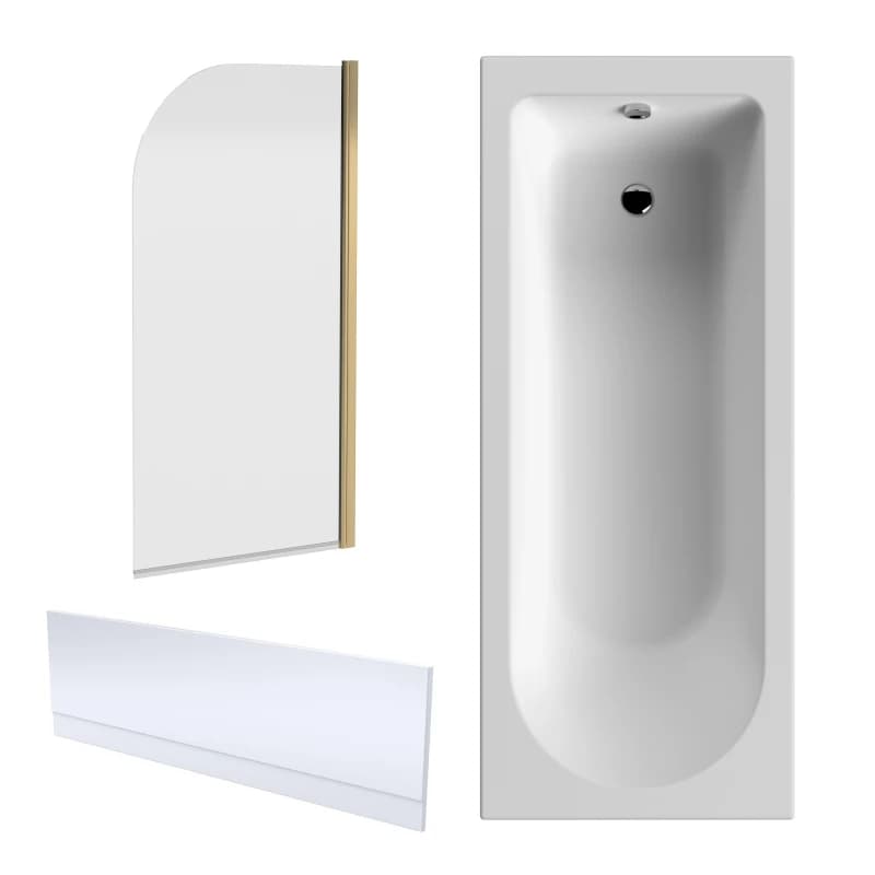 Balterley Round Bathtub Front Panel with Bath Screen Brushed Brass Bronze