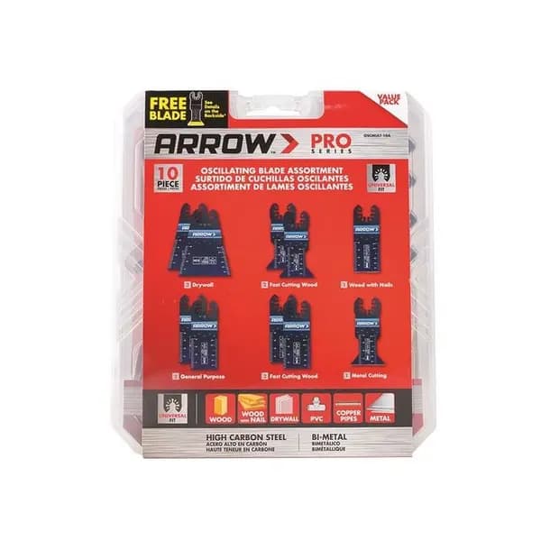 Arrow 10 Piece Oscillating Multi-Tool Blade Assortment Set OSCMULT-10A