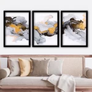 3SC32 Multicolor Decorative Framed Painting (3 Pieces)