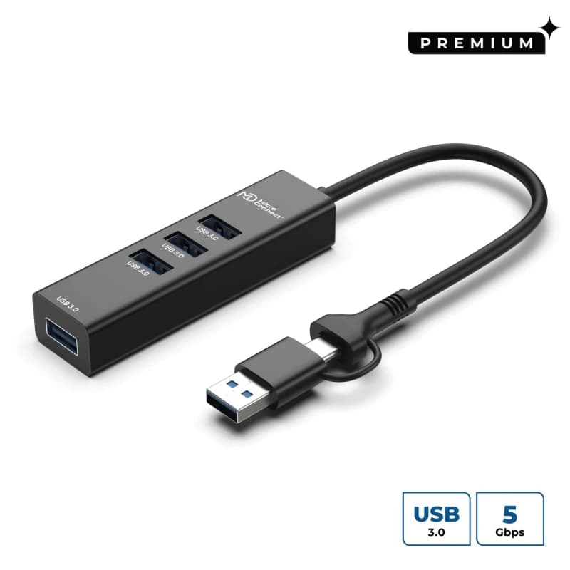 Microconnect USBHUB4-2IN1 interface hub USB 3.2 Gen 1 (3.1 Gen 1) Type