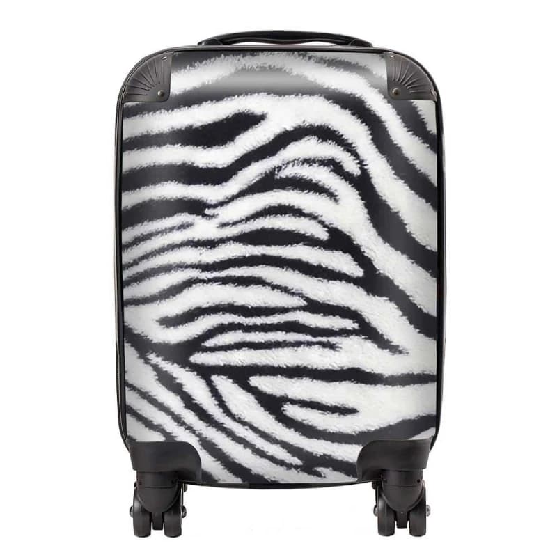 Warren Reed - Designer Zebra Texture Pattern Suitcase in Grey Size: Medium Grey Unisex Medium