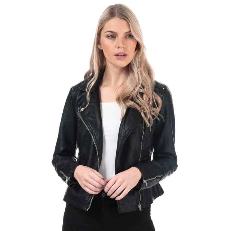 Only Gemma Faux Leather Biker Jacket - Black 8