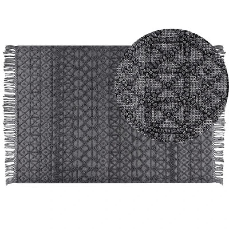 Beliani Rug Alucra Black 160 X 230 Cm Wool