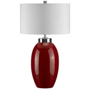 Victor - 1 Light Small Table Lamp - Red, E27 - Elstead