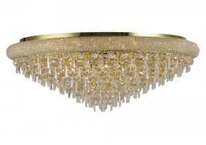 Flush Ceiling 18 Light French Gold, Crystal