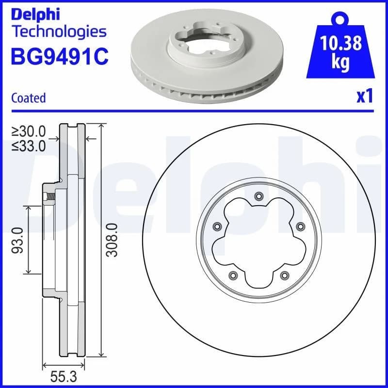 DELPHI Brake disc DELPHI BG9491C