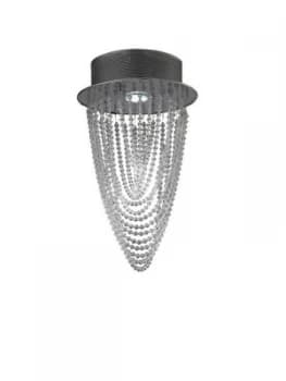Ceiling Round 1 Light Polished Chrome, Crystal