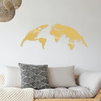 World Map Small - Gold Gold Decorative Metal Wall Accessory
