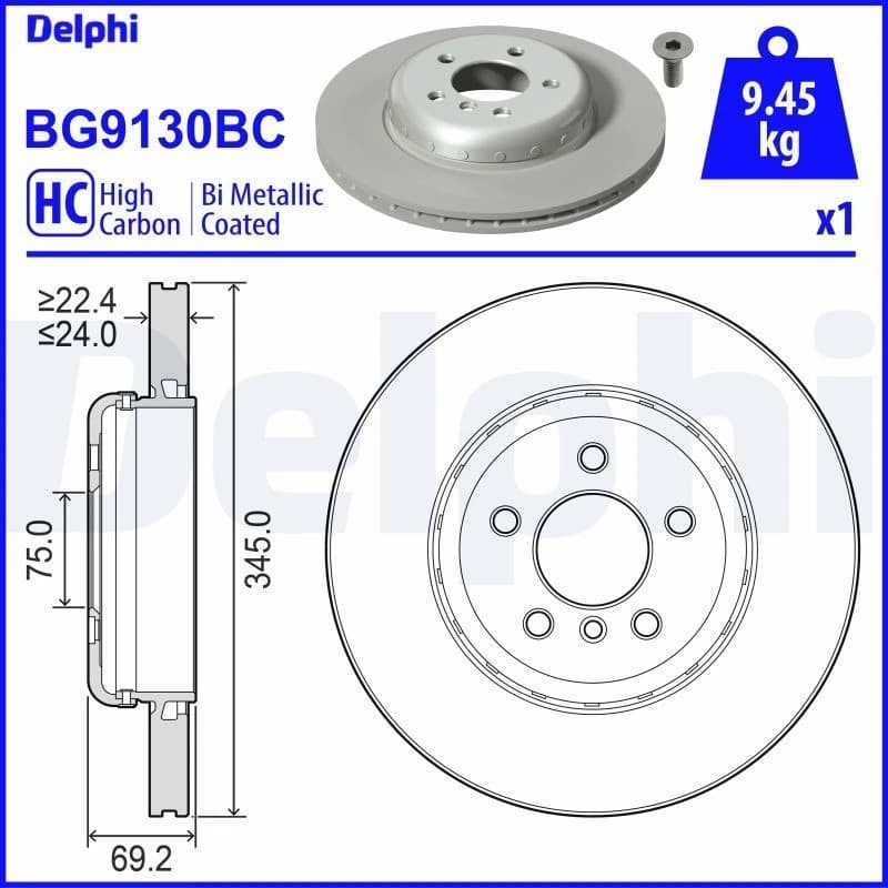 DELPHI Brake disc DELPHI BG9130BC