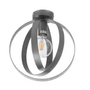 Onli Yara Spherical Semi Flush Ceiling Light, Concrete