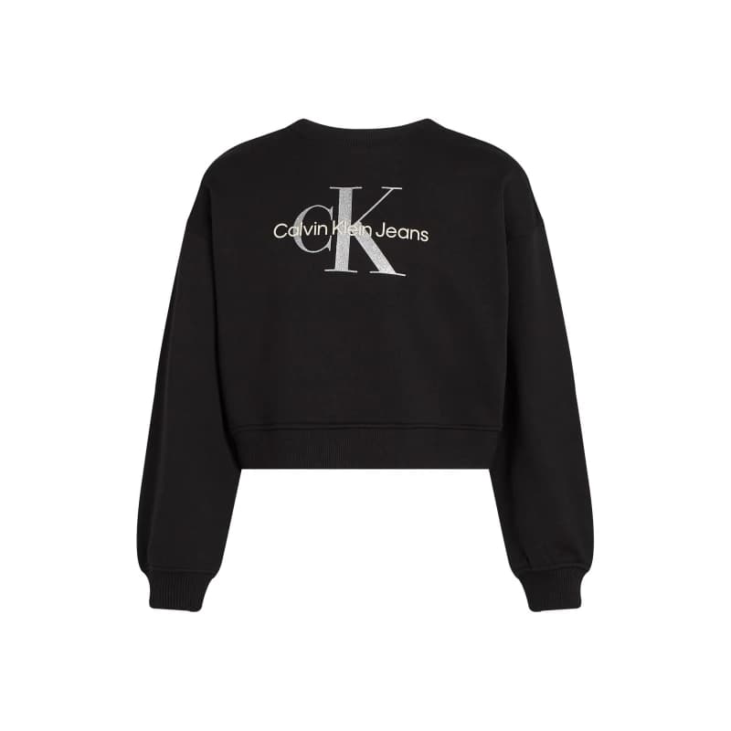 Calvin Klein Jeans Kids Glitter Monologo Cotton Sweatshirts CK Black BEH female 10Y