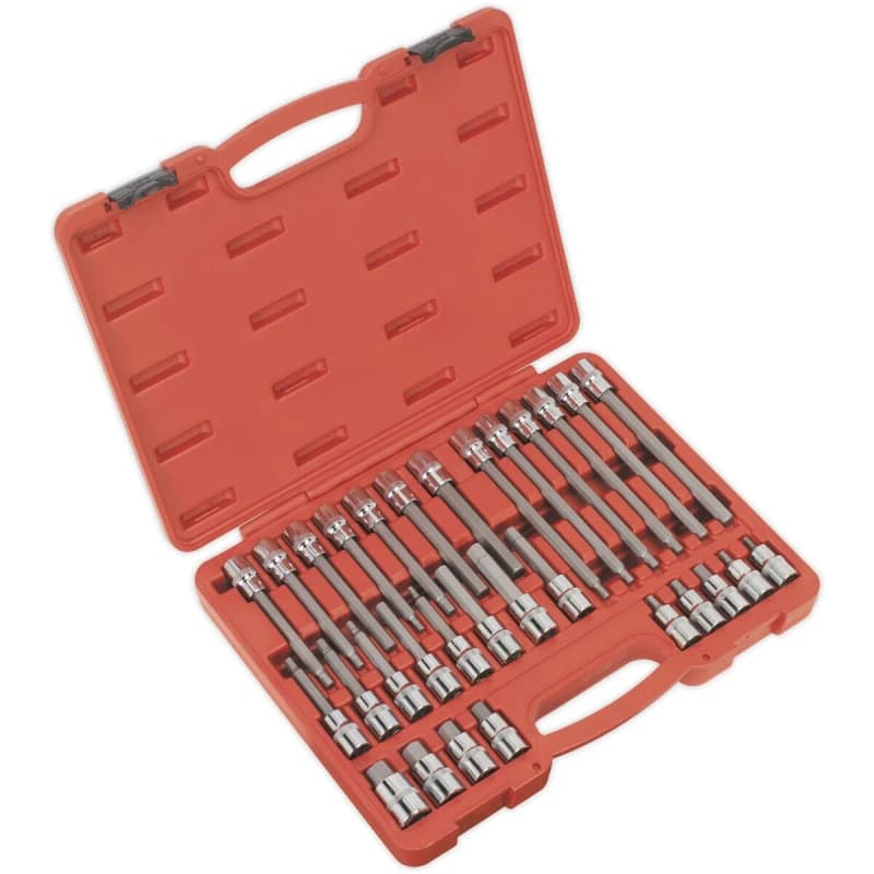 Loops 30pc Short & Long Hex Allen Socket Bit Set & Case - 1/2" Square Drive Mechanics Multi