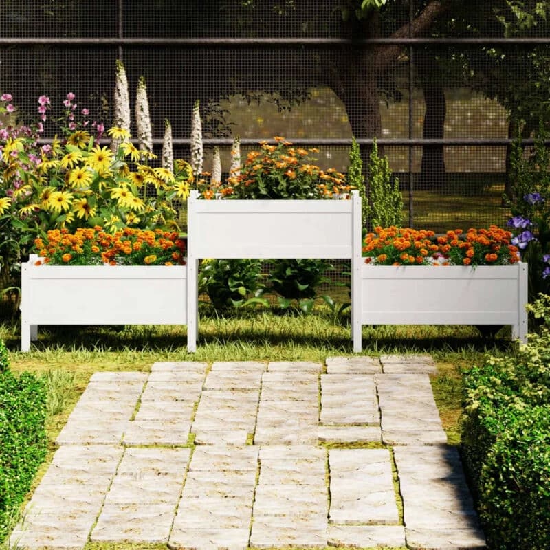 vidaXL Planter White 245.5x44x75cm Solid Wood Pine, White 822253