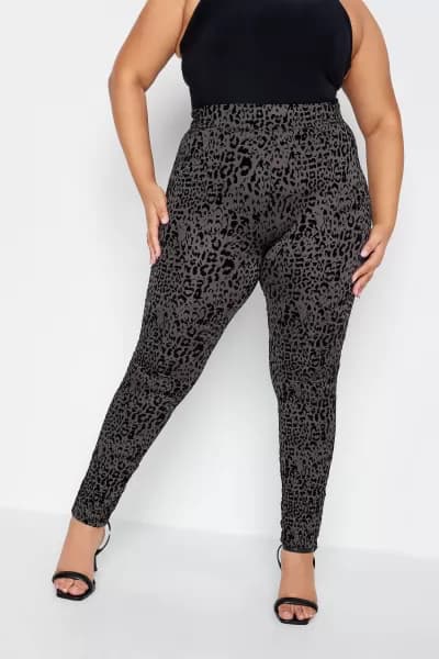 Flocked Leopard Print Leggings
