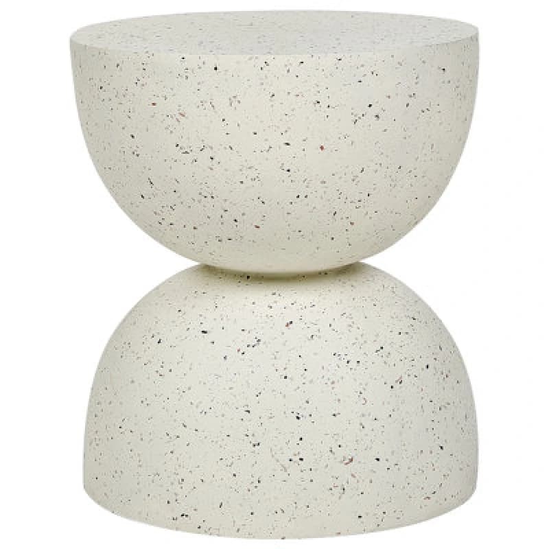 Beliani Side Table Caoria 40 Cm 40 Cm Terrazzo Effect White Terrazzo