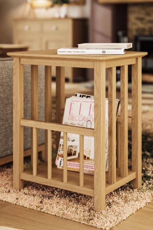FW Style Taberno Solid Oak Magazine Rack Natural, Brown TABMAGOK