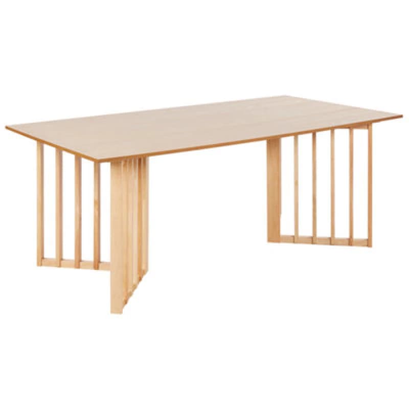 Beliani Dining Table Leandra Light Ash Wood 200 Cm 100 Cm