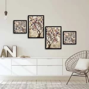 4PSCT-04 Multicolor Decorative Framed MDF Painting (4 Pieces)