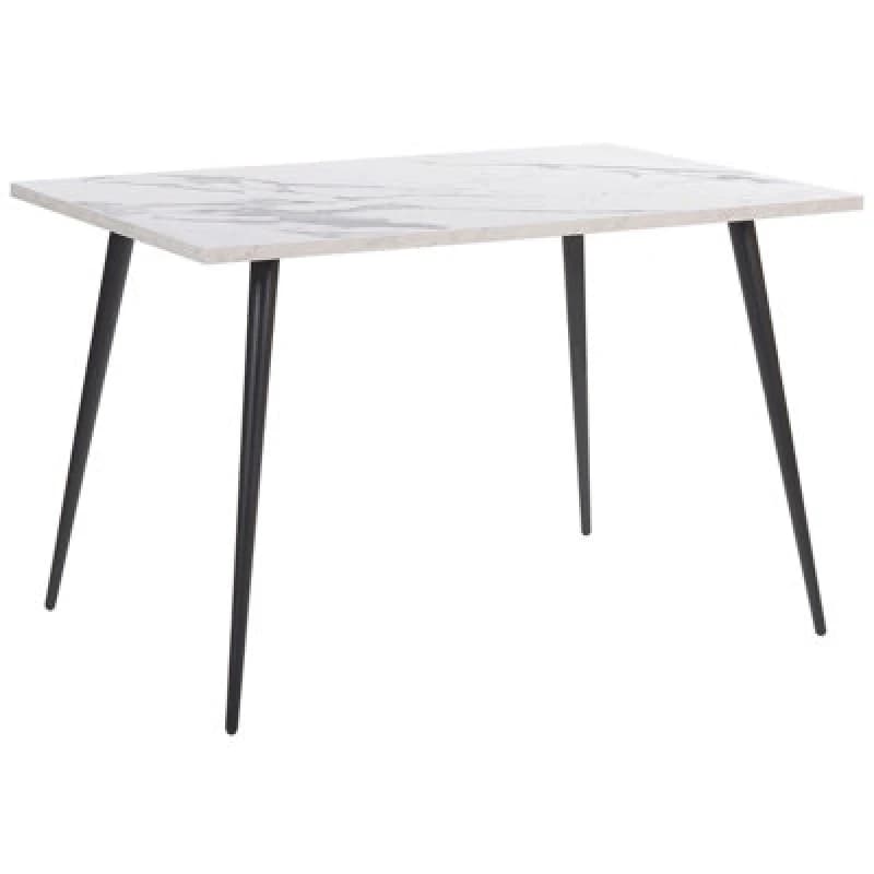 Beliani Dining Table Santiago White Marble 120 Cm 80 Cm