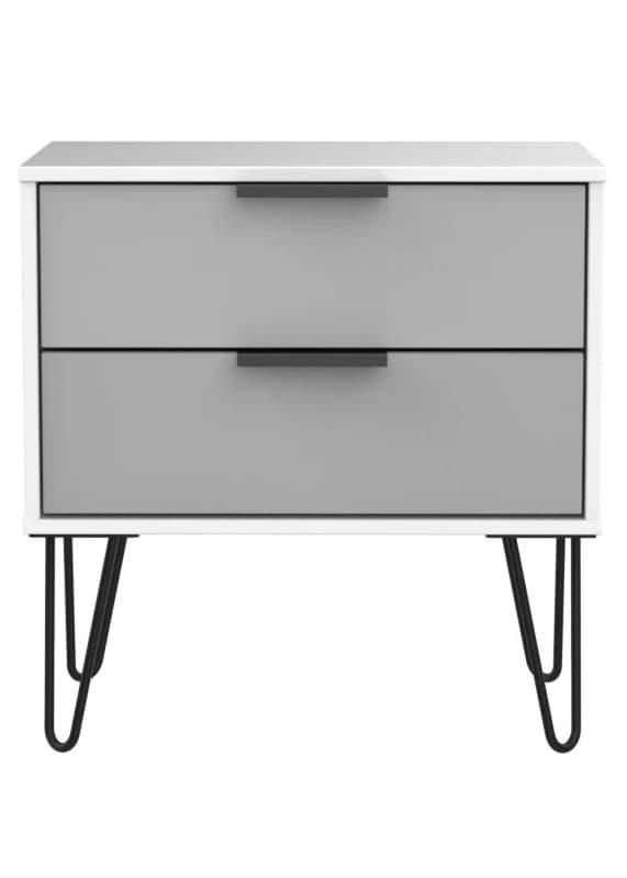 Ready Assembled 2 U Fuji 2 Drawer Side Table (Ready Assembled) in Light Grey Light Grey Unisex