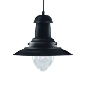 1 Light Dome Ceiling Pendant Black, Clear Glass Medium, E27