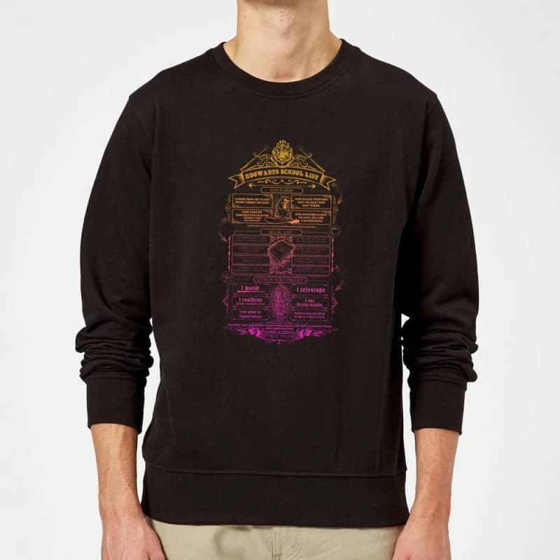 Harry Potter School List Sweatshirt - Black - L