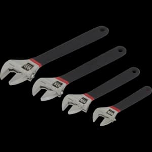 Sealey 4 Piece Adjustable Spanner Set Nickel Ferrous Finish