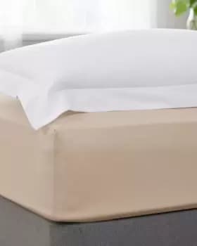 Cotton Traders 200 Thread Count Percale Fitted Sheet in Beige