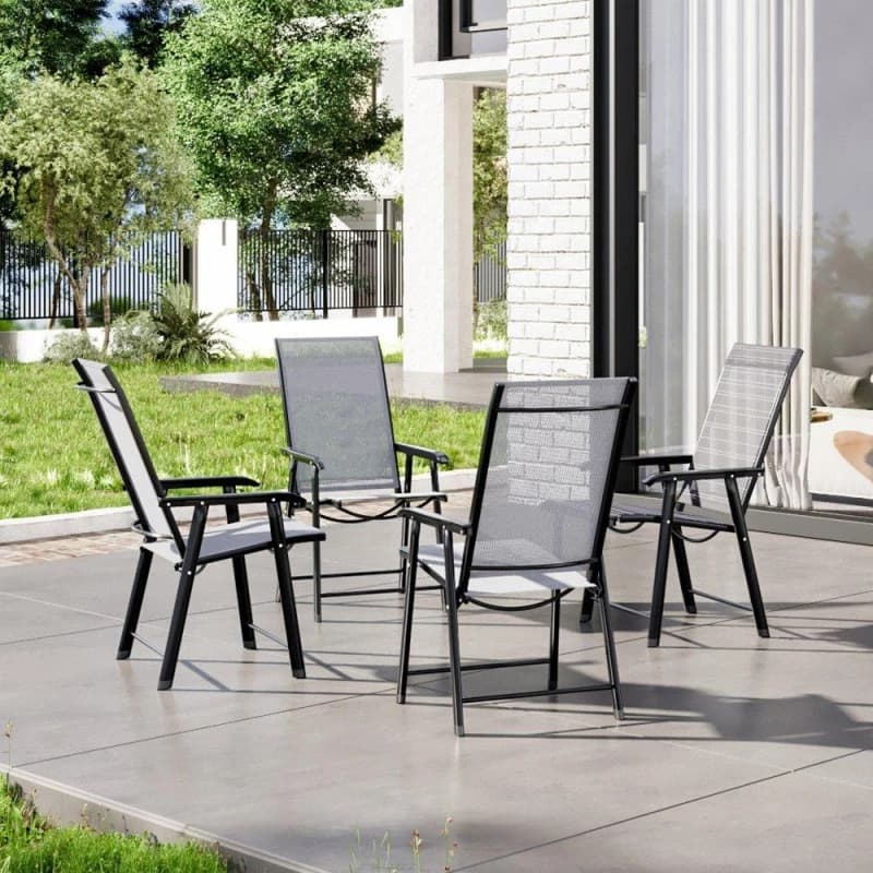Breeins 4Pcs Fabric Folding Chairs Set Black L