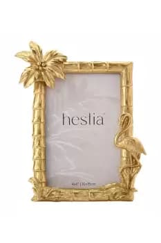 Flamingo & Palm Gold Finish Frame 4" x 6"
