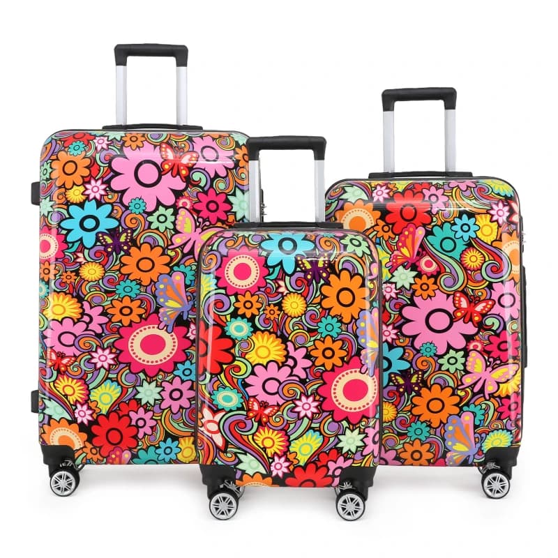 Infinity Leather Printed Hard Shell Dual 4 Wheel Luggage Suitcase Size: Medium Multicolor Unisex Medium