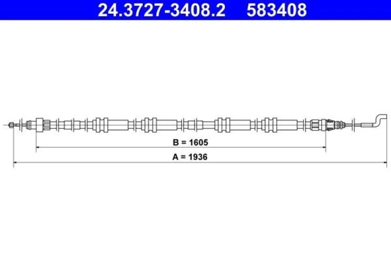 Handbrake cable ATE 24.3727-3408.2