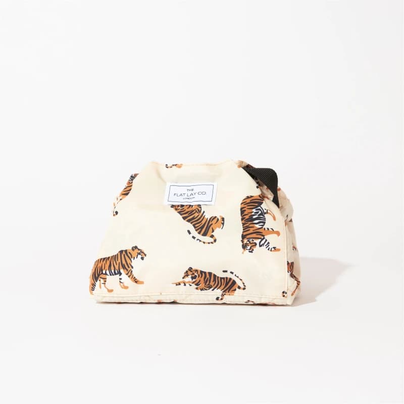 The Flat Lay Co. Drawstring Flat Lay Makeup Bag - Neutral Tigers - Beige Beige One Size