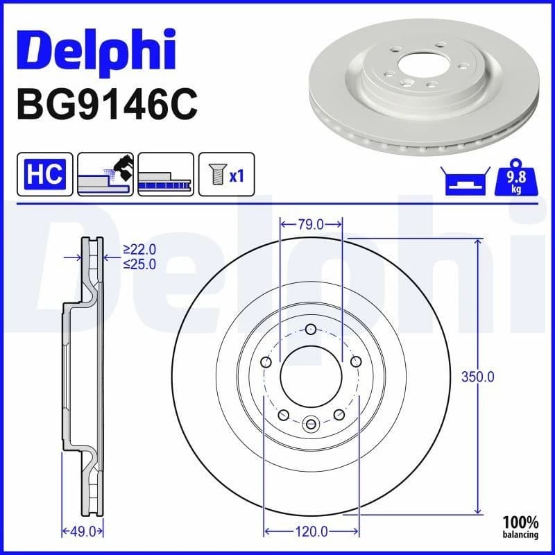 DELPHI Brake disc DELPHI BG9146C