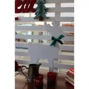 White Deer 2 White Decorative Wooden Wall Accessory