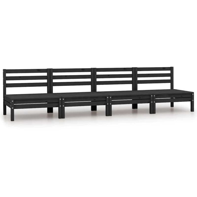 VIDAXL Garden Middle Sofas 4 pcs Black Solid Pinewood Vidaxl 8720286659106