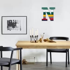 Alphabet N 2 Multicolor Decorative Wooden Wall Accessory