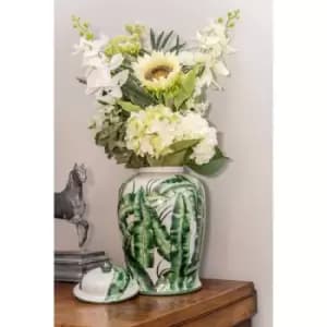 Corn Plant Leaf 17" Ginger Jar